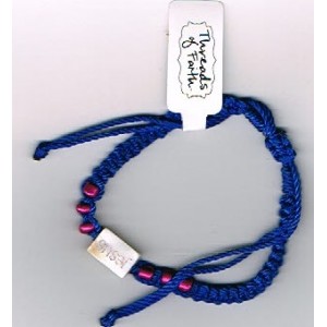 Threaded Bracelet With Jesus bead- dark blue